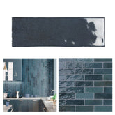 Tenedos HTC184 Ceramic Subway Wall Tile Handmade Look Glossy Glaze for Backsplash Kitchen, Bathroom Shower, Accent Wall (1, Midnight Blue)